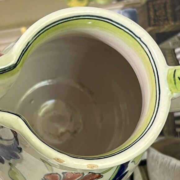 Vintage Floral Italian Ceramic Bud Vase With Handle Multi Flowers Artist Signed - Picture 11 of 16